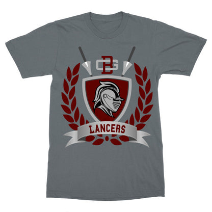 Bell Gardens Lancers Shield T-Shirt Adult T-Shirt Gray