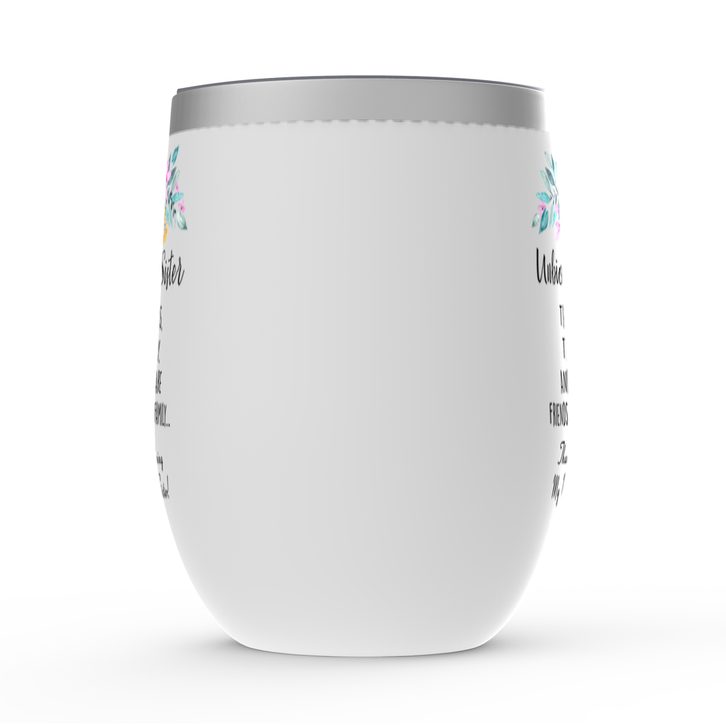 Unbiological Sister Stemless Wine Tumbler, Best Friend Gift