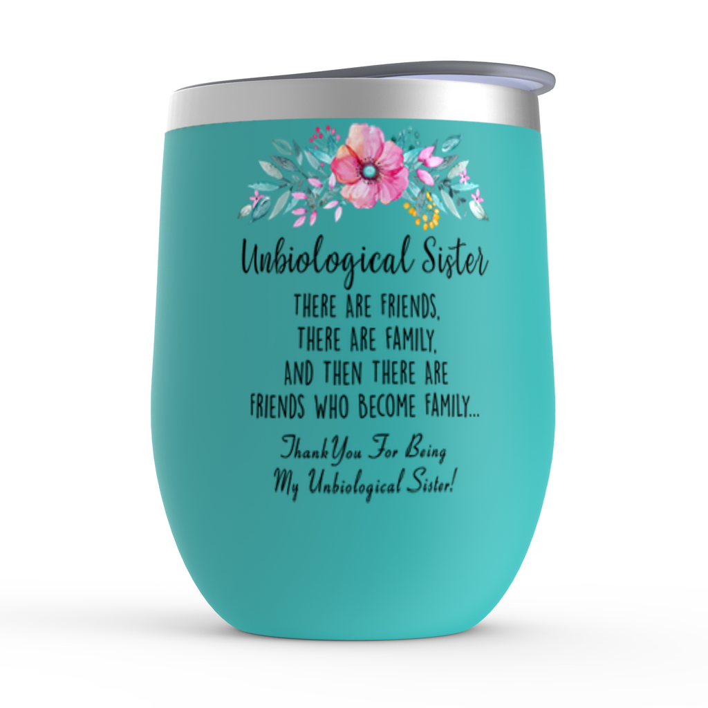 Unbiological Sister Stemless Wine Tumbler, Best Friend Gift Mint