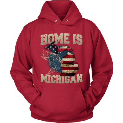 Home Is Michigan State Fishing Flag T-shirt & Apparel Hoodie Red