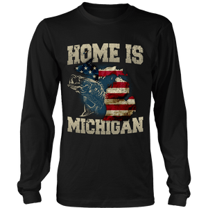 Home Is Michigan State Fishing Flag T-shirt & Apparel - Love Family & Home