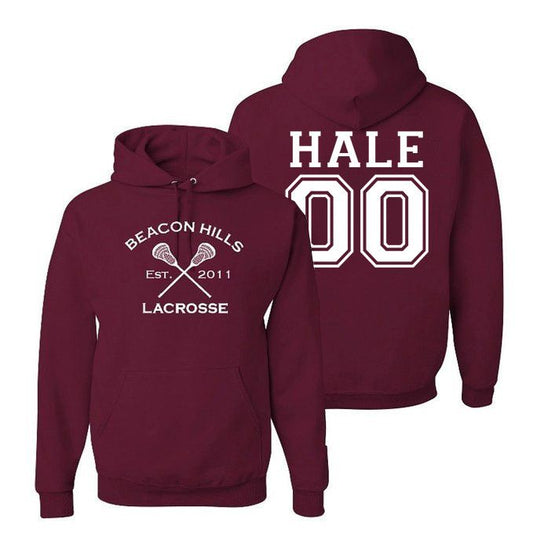 Derek Hale 00 Teen Wolf Beacon Hills Inspired Lacrosse Adult Fashion Apparel Hoodie Maroon