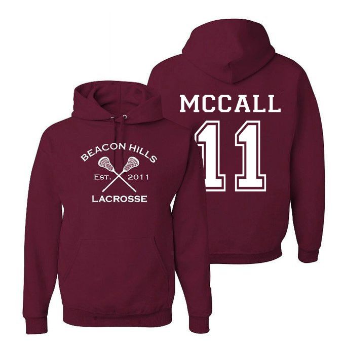 Scott McCall 11 Teen Wolf Beacon Hills Inspired Lacrosse Adult Fashion Apparel Hoodie Maroon