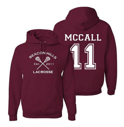 Scott McCall 11 Teen Wolf Beacon Hills Inspired Lacrosse Adult Fashion Apparel Hoodie Maroon