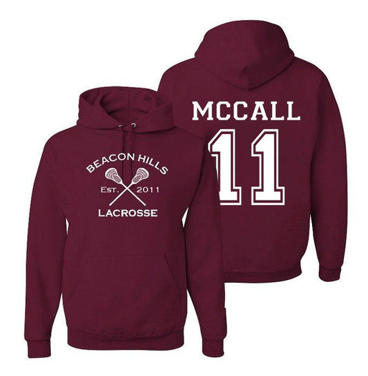 Scott McCall 11 Teen Wolf Beacon Hills Inspired Lacrosse Adult Fashion Apparel Hoodie Maroon