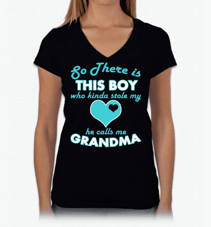 So There's this Boy Who Kind Of Stole My Heart He Calls Me Grandma Black V Neck