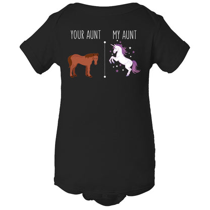 Your Aunt My Aunt Horse Unicorn Funny T-Shirt For Crazy Aunts! Black BABY INFANT ONESIE